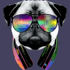 Women's Design By Humans Rainbow Beat DJ Pug By clingcling Racerback Tank Top