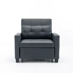 LOVMOR Single/Two Pull Out Sleeper Chair Bed, Convertible Futon Sofa Chair Bed, Sofa Couch Bed with USB Ports, Pillow, Cup Holders, Side Pockets
