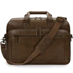Mens Laptop Bag 16 Inch Leather Briefcase Vintage Messenger Bag for Men Office Computer Bag