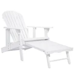 DSVIMOY Adirondack Chair, Folding Outdoor Chair with Extendable leg Rest, Patio Lawn Chair for Outside Garden Backyard, White, 60"*29.72"*33.66"