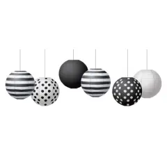 Teacher Created Resources&reg; Black & White 8" Hanging Paper Lanterns, Pack of 6