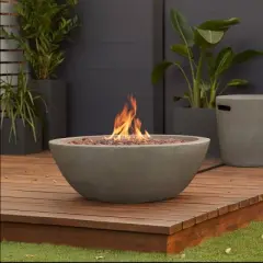 Riverside Round Fire Bowl with Natural Gas Kit Gray - Real Flame