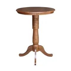 41.1" Reno Round Top Pedestal Bar Height Tables Distressed Oak - International Concepts