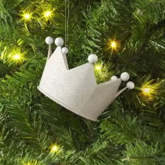 Christmas Metal Glitter Crown Christmas Tree Ornament White - Wondershop&trade;