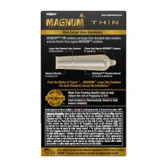Trojan Magnum Thin Large Size Lubricated Condoms - 12ct