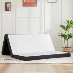 JIONJOY 3-Inch Portable Tri Folding Medium Gel Memory Foam Mattress| White