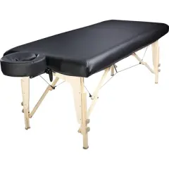 Royal Massage Universal Fitted Vinyl Leather Massage Table Protection Cover (Black, Single)