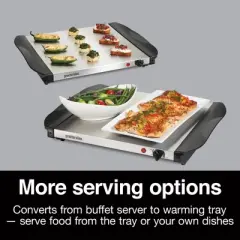 Proctor Silex Double Buffet Server - 34320: Metal Food Warmer, 200W, Dishwasher-Safe Parts, Black, 5 Qt Capacity