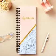 Juvale 200 Page Salon Appointment Book for Hair Stylist, Undated, Daily Planner, Hourly Spiral Book, Marble Design, 2 Columns, 14 x 5 In