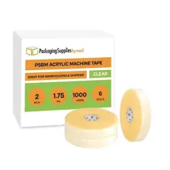 PSBM 6 Rolls 1.88" x 1000 Yards Clear Acrylic Machine Length Packing Tape for Carton Sealing