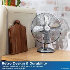 Westinghouse 12" Lightweight Vintage/Retro Metal Stand Fan with Heavy Duty 1400 CFM High Velocity 35-Watt Motor - 75-degree Oscillating Function