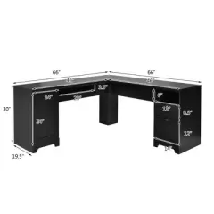 Costway L-Shaped Corner Computer Desk Writing Table Study Workstation w/ Drawers Storage Black