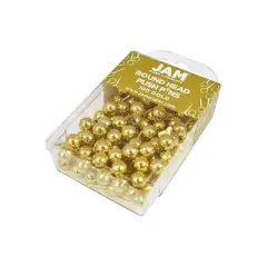 JAM Paper Colored Map Thumb Tacks Gold Round Head Push Pins 2 Packs of 100 22432213A