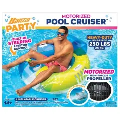 Banzai Motorized Pool Cruiser: PVC Water Float for Ages 14+, 250 lbs Capacity