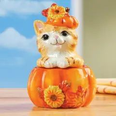 Collections Etc Adorable Harvest Cat Salt & Pepper Shaker Set