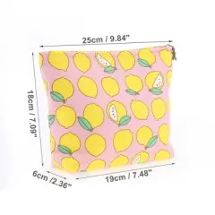 Unique Bargains Women Lemon Cosmetic Bag Pink Yellow 1Pc