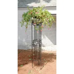70" Tall Iron Squares-on-Squares Pylon Trellis Graphite Powder Coat Finish - Achla Designs