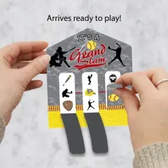Big Dot of Happiness Grand Slam - Fastpitch Softball - Birthday Party or Baby Shower Game Pickle Cards - Pull Tabs 3-in-a-Row - Set of 12