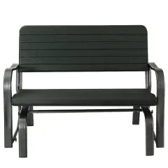 Tangkula Outdoor Patio Steel Bench Loveseat Garden Seat