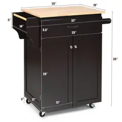 Costway Rolling Kitchen Island Utility Kitchen Cart Storage Cabinet Brown/White