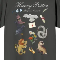 Harry Potter Stacked Icons Crew Neck Short Sleeve Charcoal Women's T-shirt
