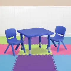 Flash Furniture 24" Square Plastic Height Adjustable Activity Table Set with 2 Chairs