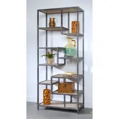 82" Staircase Tall Bookcase Silver - Treasure Trove Accents