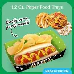 Big Dot of Happiness Jack-O'-Lantern Party Paper Food Trays, Disposable Food Boats for Kids Halloween Party, Double-Sided Meal Holders - 12 Ct