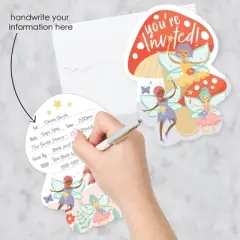 Big Dot of Happiness Let's Be Fairies - Shaped Fill-In Invitations - Fairy Garden Birthday Party Invitation Cards with Envelopes - Set of 12