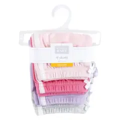 Hudson Baby Girl Shorts Bottoms 4-Pack, Pink Lilac