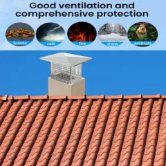 Chimney Cap, 12x12 Inches Square Stainless Steel Chimney Cover - Adjustable Bottom, Mesh for Clay Flue (Silver)