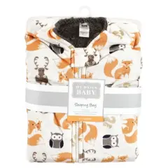 Hudson Baby Infant Boy Mink with Faux Shearling Inner Sleeping Bag, Sack, Blanket, Boy Forest
