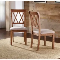 Set of 2 Roma Cross Back Dining Chairs Driftwood - Buylateral