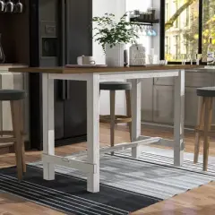 71" Shipway Counter Height Table with Drop Leaf Antique Light Oak/Antique White - HOMES: Inside + Out