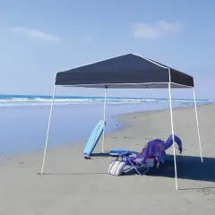 Z-Shade 10 x 10 Foot Push Button Angled Leg Instant Shade Outdoor Canopy Tent Portable Shelter with Steel Frame and Storage Bag, Navy