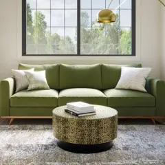 WyndenHall Hinton Metal Coffee Table Antique Gold/Black: Mid-Century Modern, Scratch-Resistant, 30" Diameter