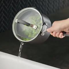 Circulon A1 Series with ScratchDefense Technology 2qt Nonstick Induction Straining Saucepan with Lid Graphite: Dishwasher-Safe Aluminum Cookware