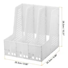 Unique Bargains Plastic Collapsible Retractable 3 Vertical Compartment Office File Holder