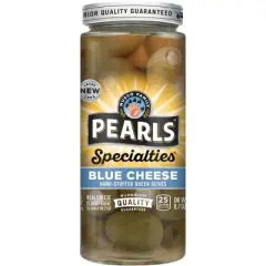 Pearls Specialties Blue Cheese Stuffed Greek Queen Olives 6.7 oz. Jar. (Pack of 2)