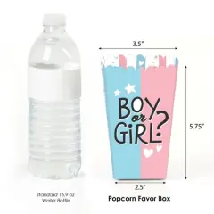 Big Dot of Happiness Baby Gender Reveal - Team Boy or Girl Party Favor Popcorn Treat Boxes - Set of 12