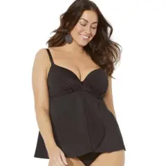 Swimsuits for All Women&rsquo;s Plus Size Bra Sized Faux Flyaway Underwire Tankini Top