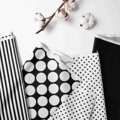 Bacati - Dots Stripes Black/White 3 pc Crib Bedding Set