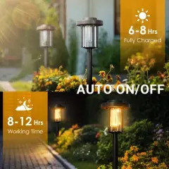 Gigalumi 12-Pack Solar Pathway Lights, IP65 Waterproof Solar Outdoor Garden Lighting with Warm White for Walkways, Yards, Patios
