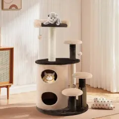 Costway 40'' Cat Tree Tower Multi-Level Activity Tree with 2-Tier Cat-Hole Condo