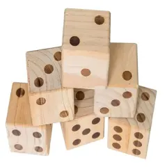 Bolaball Jumbo Giant Dice Set- Fun Backyard Game for Adults & Family - 6 Woody Colored Dice Included