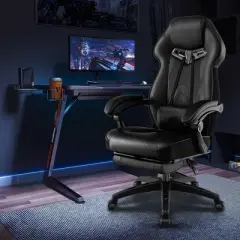 Costway Adjustable E-Sports Racing Style Chair with Padded Headrest, Lumbar Support Blue/Black/Grey/Red