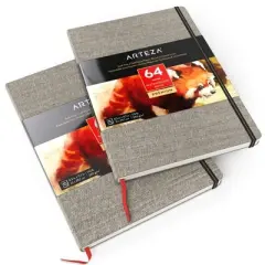 Arteza Hardcover Watercolor Paper Pad, Heavyweight Cold-Pressed Paper, 8.3"x11.7", 64 Pages - 2 Pack