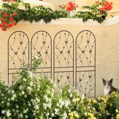 Gulches 4 Pack Metal Garden Trellis 71" x 19.7" Rustproof Trellis for Climbing Plants Outdoor Flower Support Butterfly Deco Black