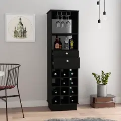 Gulches 12 Bottle Wine Rack with 2 Drawers, 1 Shelf, 24'' Top Decor Not Included, Collection Items Sold Separately