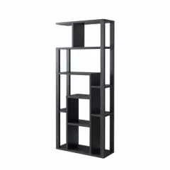 FC Design 70.75" Tall Etagere Wooden Display Bookcase with 11 Shelves and Open Back in Distressed Grey Finish